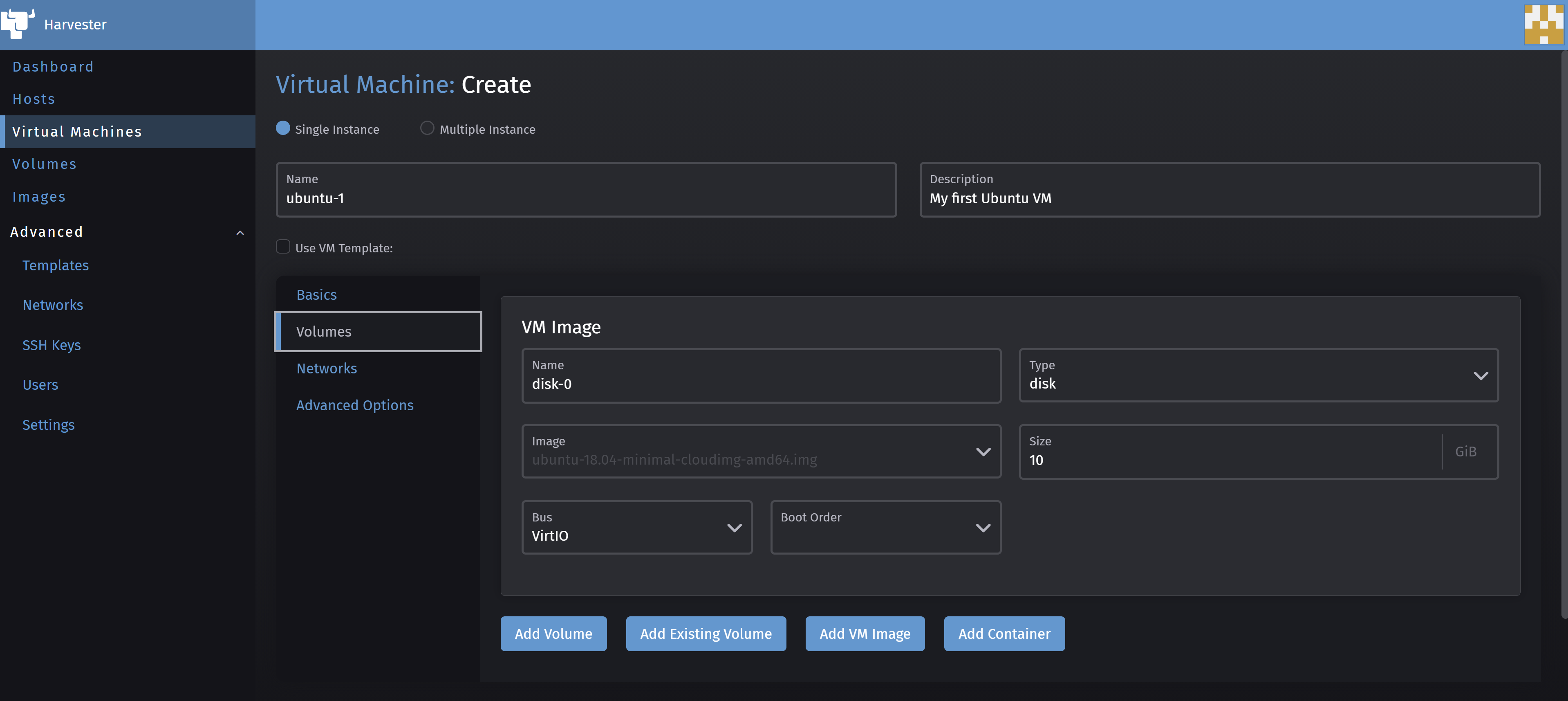 Harvester VM Storage